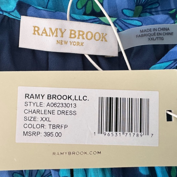 NWT Ramy Brook Sz XXL Charlene Dress in Blue and Green Floral ($395) - Picture 11 of 11